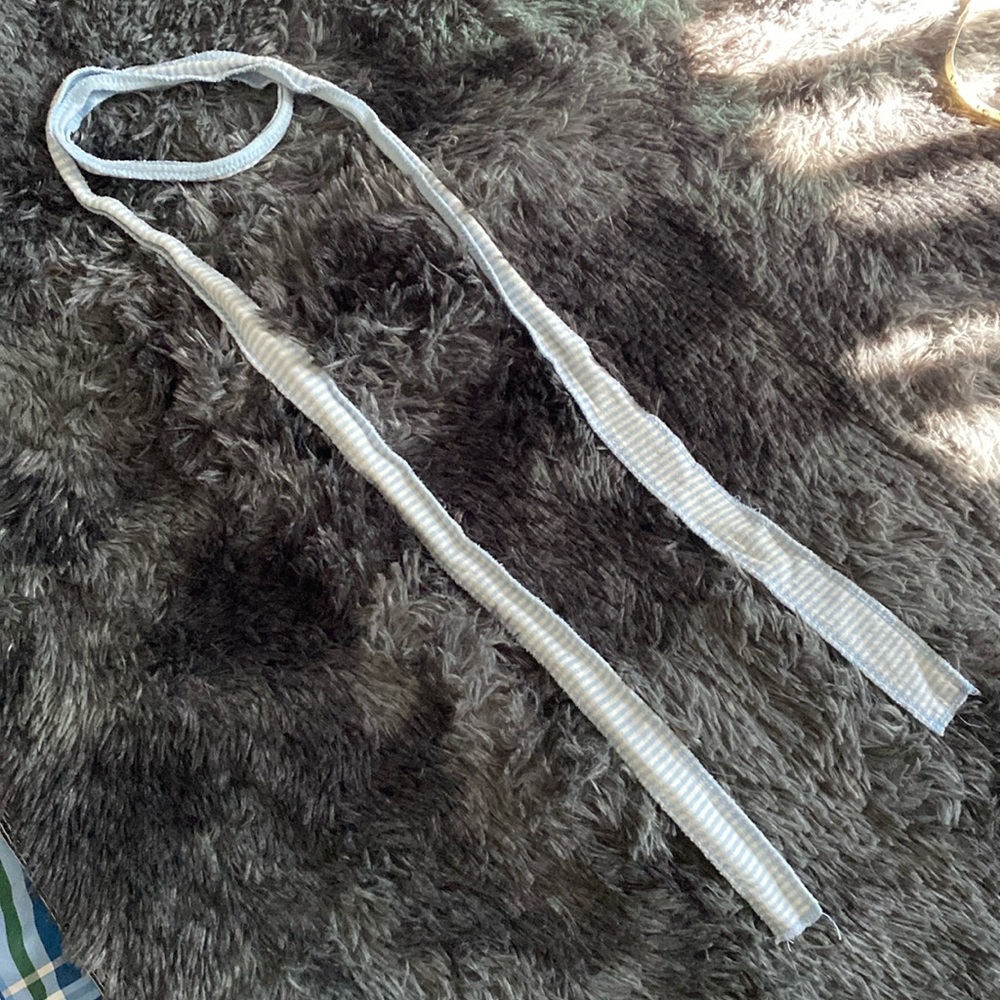 Baby blue and white striped strap belt
